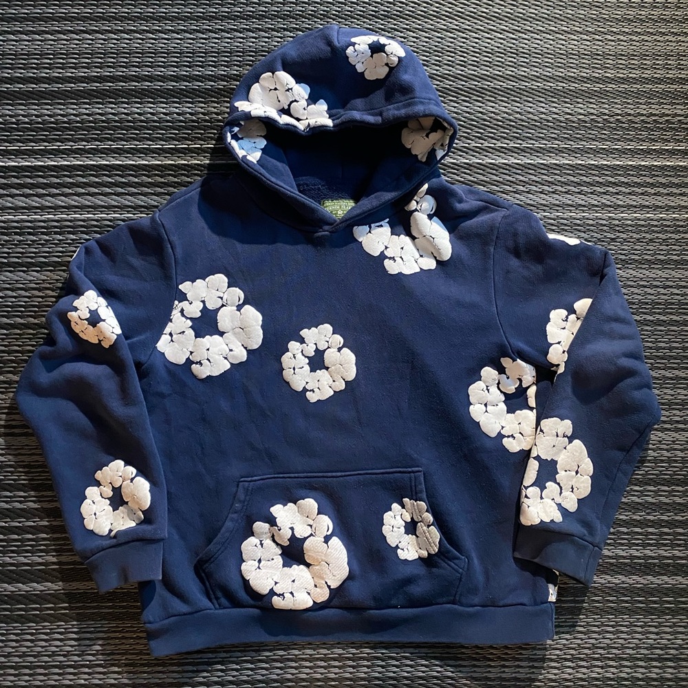 DENIM TEARS Navy Blue Hoodie(Medium)